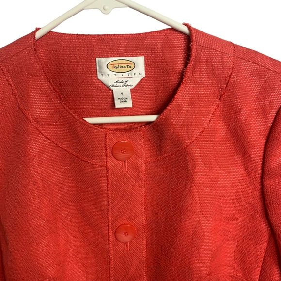 Talbots Orange Blazer Jacket Women’s Size 4P Buttons Lined Jacquard - Picture 3 of 7